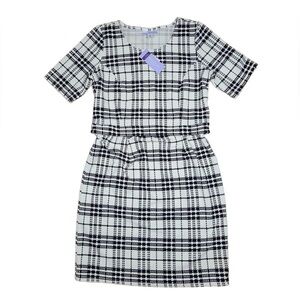 Black and White Plaid maternity/breastfeeding friendly work Dress